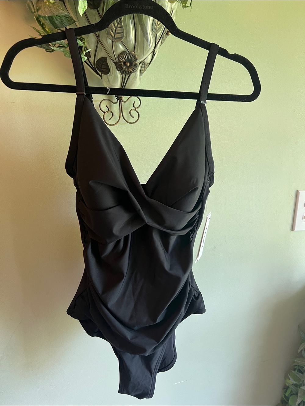 DKNY Black One-Piece Bodysuit with Twist Front